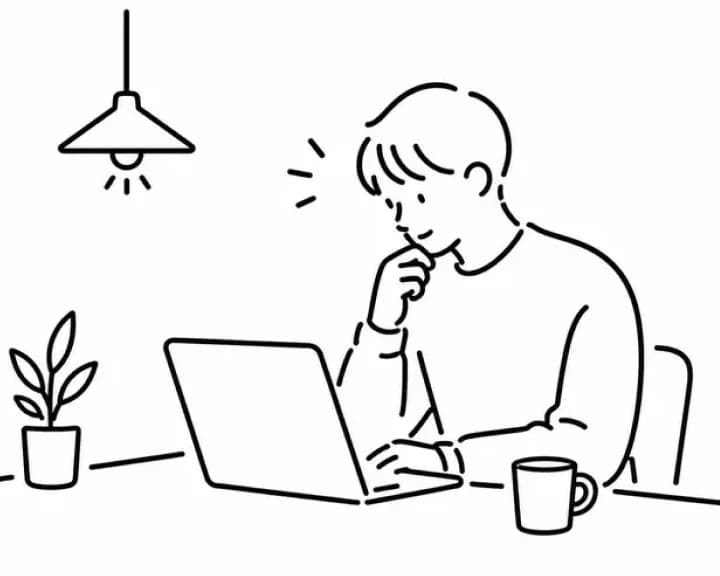 ラップトップでお店を調べるイラスト