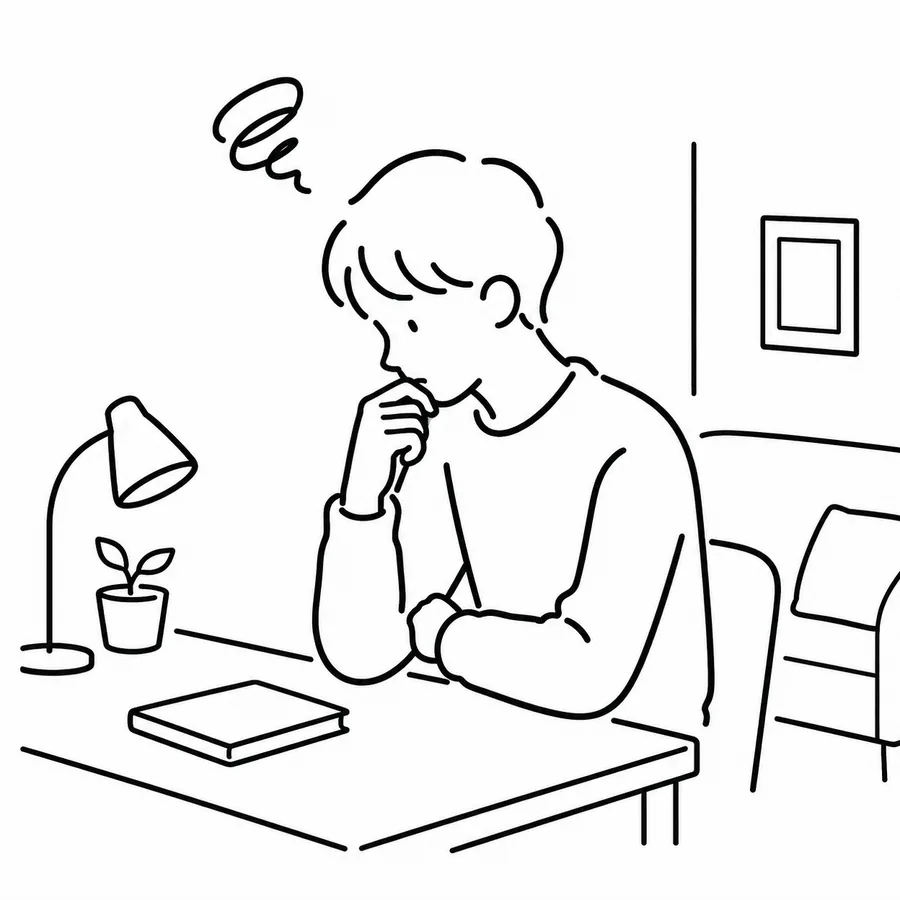 思い出そうとしている人のイラスト